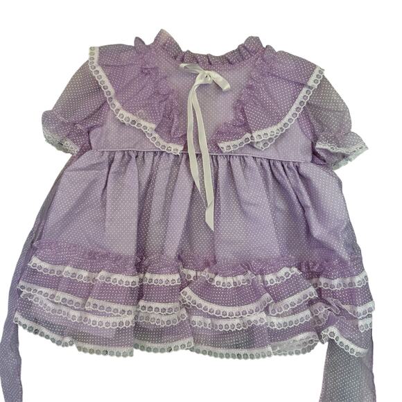 Martha's Miniatures Purple Swiss Dot Dress - Size Medium - Picture 1 of 9